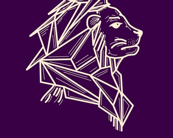 Illustration numérique de lion, décor à la maison, art unique, art coloré, téléchargeable