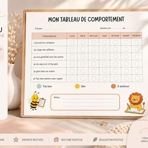 Tabella di comportamento del bambino stampabile | Monitoraggio settimanale | Genitorialità positiva | Routine del bambino | PDF A4