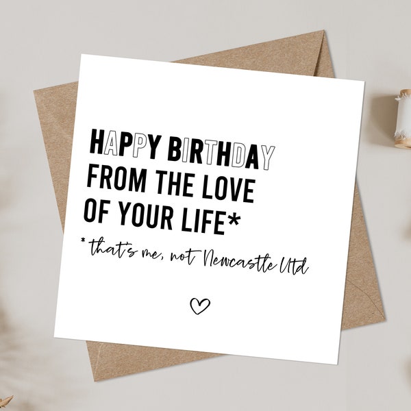 Tarjeta de cumpleaños del Newcastle United, tarjeta de cumpleaños para novio, tarjeta del Newcastle para esposo, tarjeta de cumpleaños para él, para ella, tarjeta de cumpleaños para novia