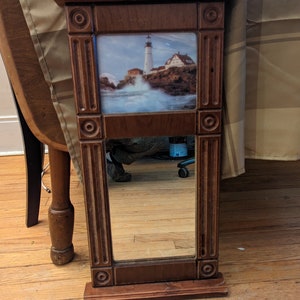 Antique Federal Reverse Painted Mirror with Eastlake Style Carving Solid Wood image 7