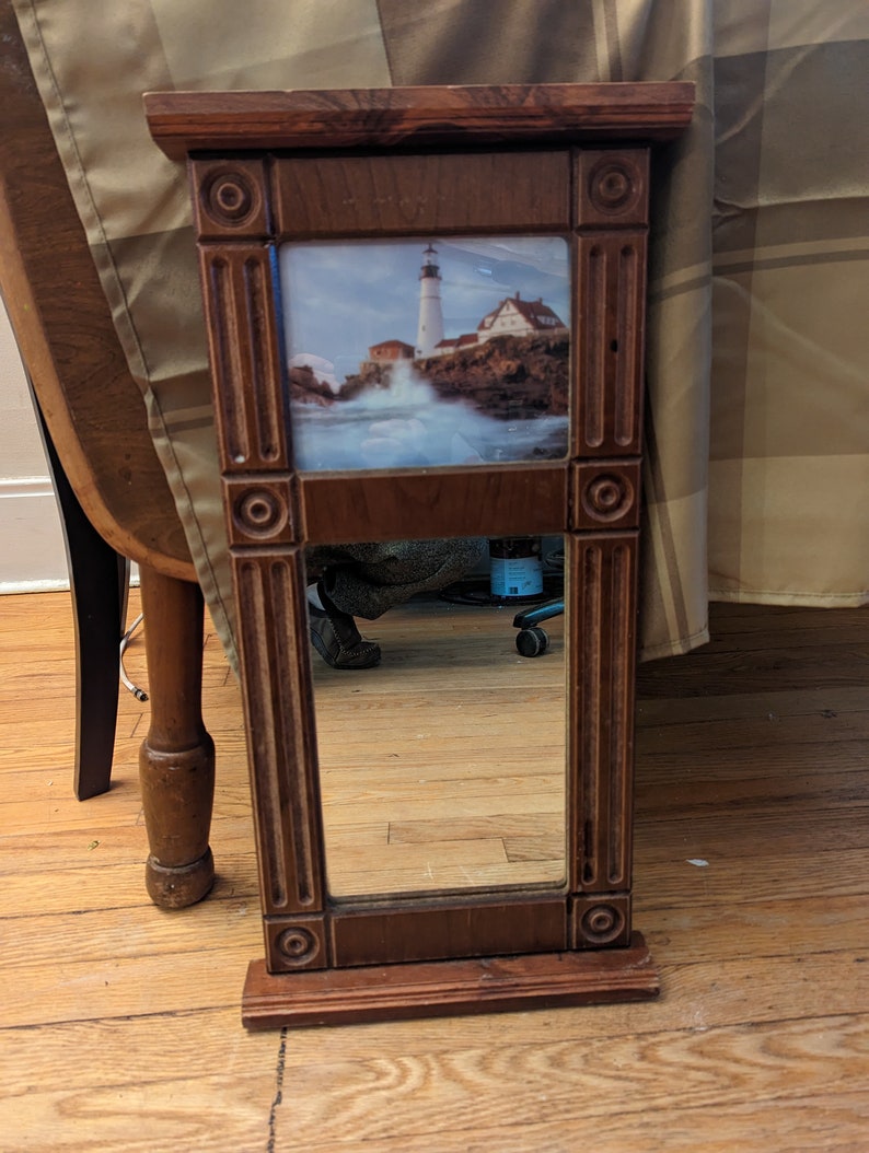 Antique Federal Reverse Painted Mirror with Eastlake Style Carving Solid Wood image 7