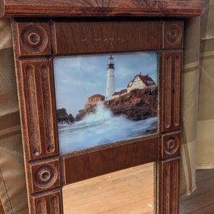 Antique Federal Reverse Painted Mirror with Eastlake Style Carving Solid Wood image 3