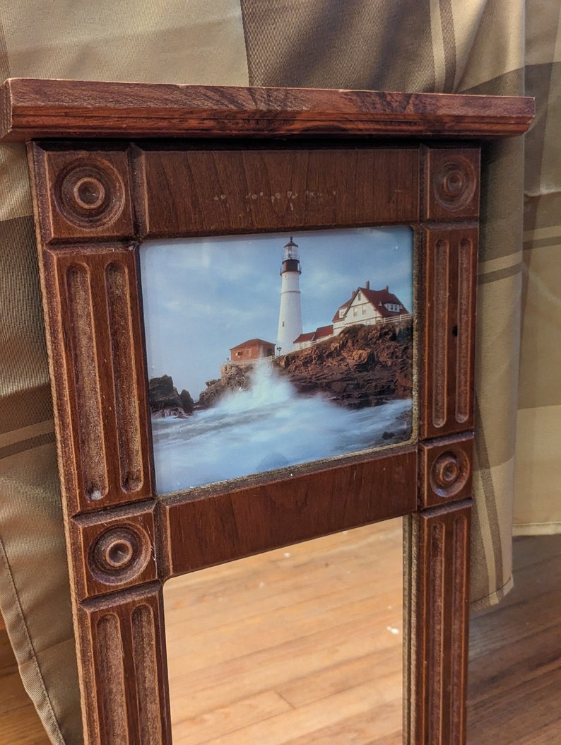 Antique Federal Reverse Painted Mirror with Eastlake Style Carving Solid Wood image 3