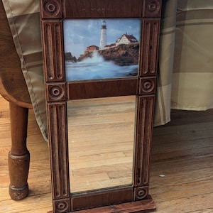 Antique Federal Reverse Painted Mirror with Eastlake Style Carving Solid Wood image 9