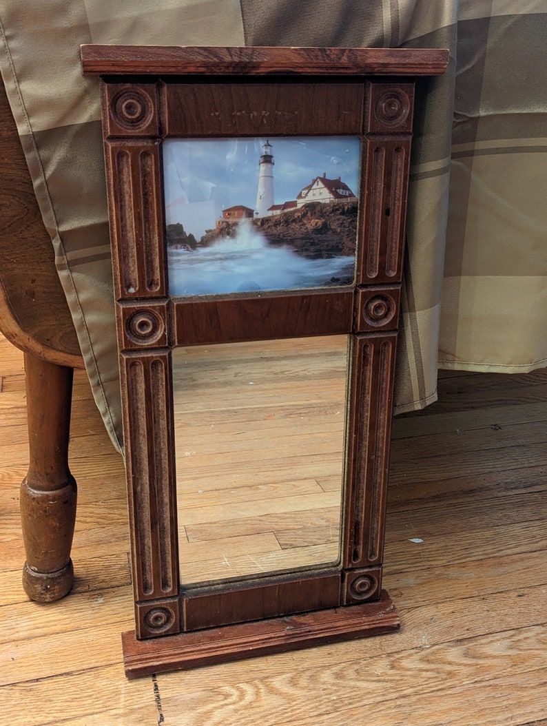 Antique Federal Reverse Painted Mirror with Eastlake Style Carving Solid Wood image 9