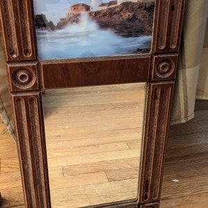 Antique Federal Reverse Painted Mirror with Eastlake Style Carving Solid Wood image 5