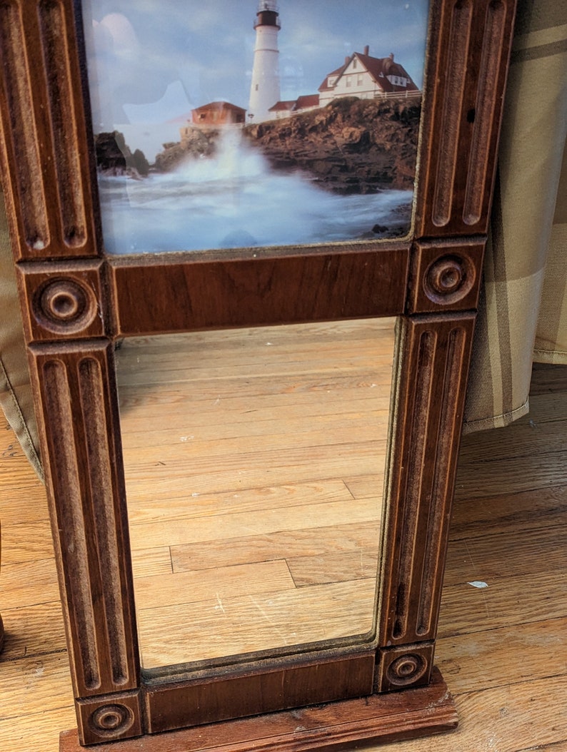 Antique Federal Reverse Painted Mirror with Eastlake Style Carving Solid Wood image 5