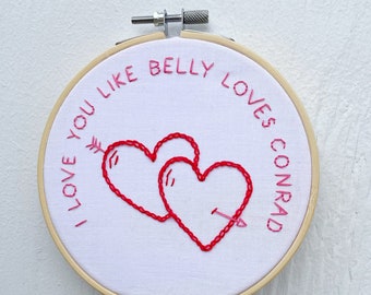 TSITP Belly Loves Conrad Embroidery Pattern, DIY Cozy Home Decor, Beginner Embroidery PDF Download, Easy Hand Embroidery