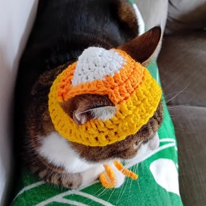 Candy Corn Hat for Cats & Small Dogs , Halloween Pet Dress Up , Cat Beanie