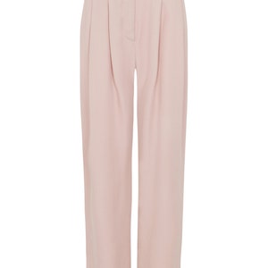 Pleated Wide Leg Tencel Trousers 100% Tencel Rose. Classic double pleats bottoms, relaxed style, mid rise with partial elastic sides image 7