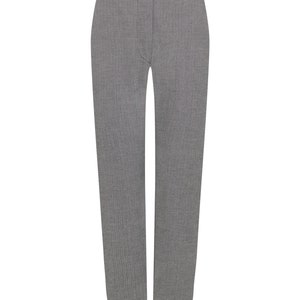 Straight Leg Crop Trousers 100% Organic Cotton Grey Chevron. Women's tapered leg trousers, partial elastic waist, woven twill fabric image 5