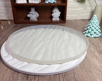 Bofanze 2 Pièces Moule à Béton Rond Moule à Plateau Ovale en Silicone Moule Plateau Resine Epoxy Moule de Plateau en Silicone Rainuré Moule Silicone Dessous de Verre pour sous-Verres, Coupes à