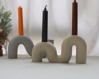 S/M Shape Candle Stick Holder Silicone Mold: Concrete, Plaster, Resin