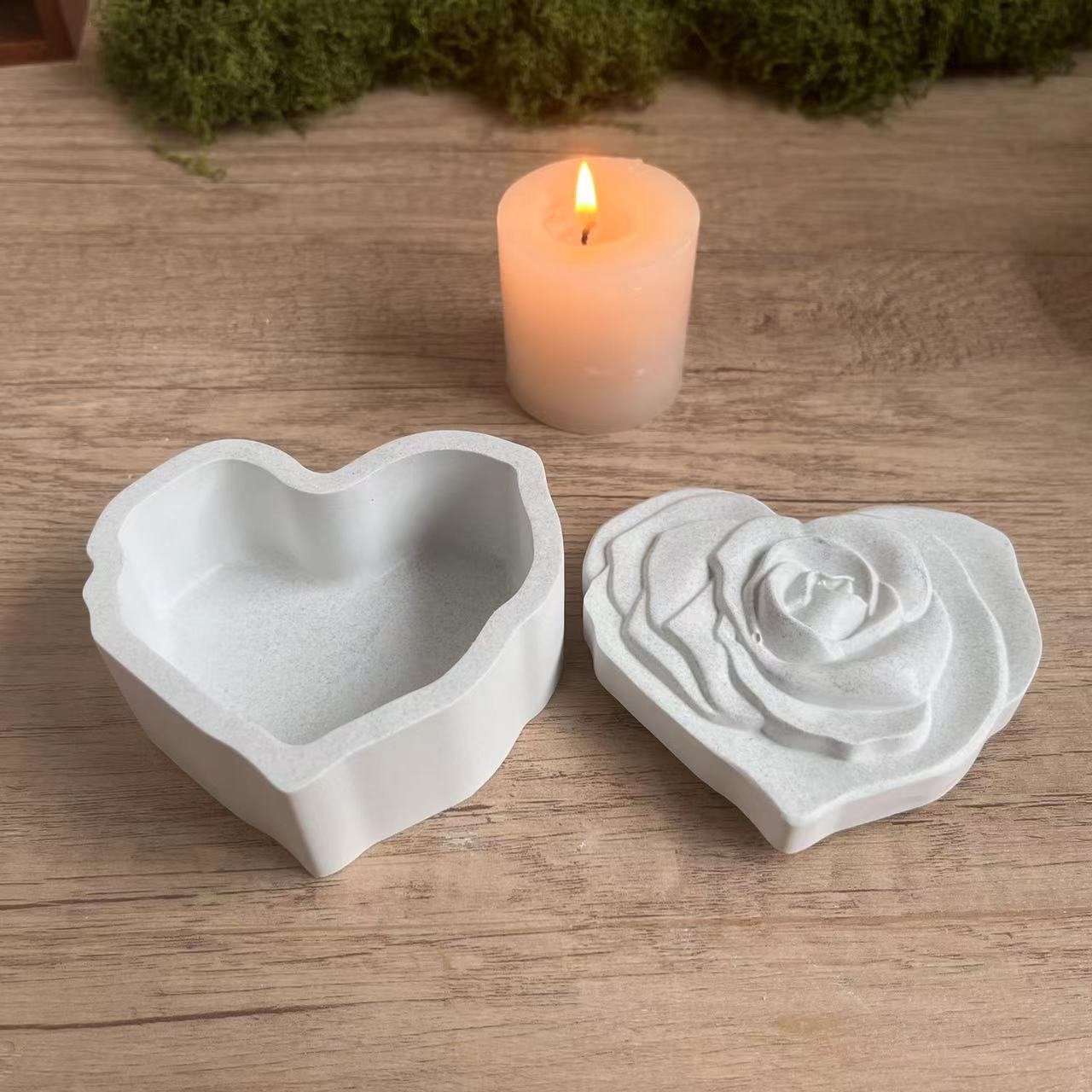 Moule de Cœur Moule à Béton En Résine En Silicone Pour Bougie En Forme