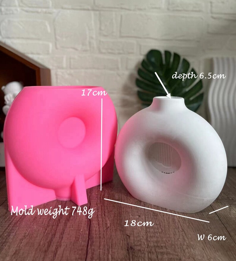 Donut Vase Circle Flower Vase Silicone Mold Plaster Mold Resin Etsy