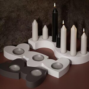 S-Shape Multi-Hole Candle Stick Holder Silicone Mold: Concrete, Plaster, Resin