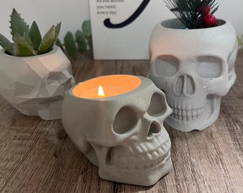 Molde de silicona para maceta con forma de calavera para vela y hormigón