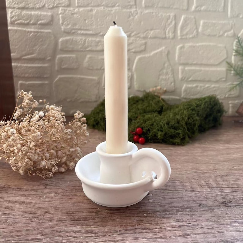 Round Handle Candle Holder Silicone Mold: Concrete, Plaster, Resin image 1