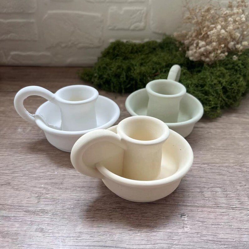 Round Handle Candle Holder Silicone Mold: Concrete, Plaster, Resin image 4