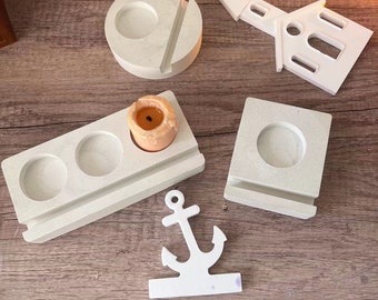 Inserted Candle Holder Silicone Mold: Square/Round/3-Hole Vessel