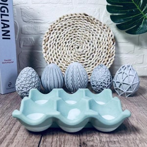 Molde de silicona con soporte para huevos de 6 rejillas para resina, molde para estante para huevos de jesmonite, molde de belleza para almacenamiento de huevos