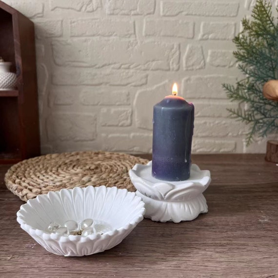 Moule En Silicone Pour Bougeoir Lotus En Résine - Format 10,5x10,5 Cm, Réutilisable, Pour Créer Des Bougies Décoratives Ou Des Boîtes à Bijoux