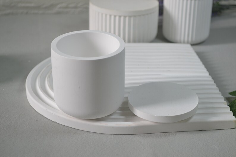 Round/striped Storage Jar With Lid Candle Jar Silicone Mold Etsy