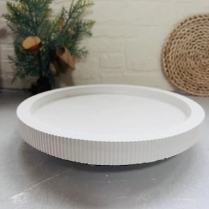 Grand plateau rond rayé de 24cm, moule à bibelot, moule en plâtre, moule en béton, moule en résine, moule de beauté