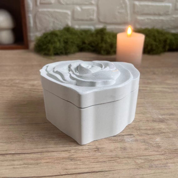 Moule Silicone Cœur Et Roses Avec Couvercle - Moule Bougeoir Boîte à Bijoux