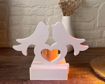 Uccelli innamorati Stampo per vaso per candela inserito Stampo per cuore in silicone Stampo per San Valentino Ornamento per cemento Stampo per gesso Stampo per resina Stampo per bellezza
