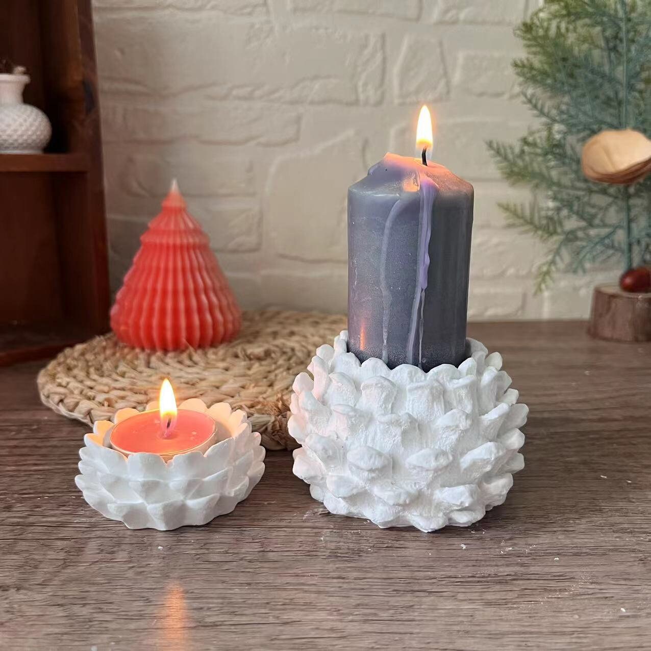 Pinecore Tealight candle vessel mold 4cm candle stick holder mold  candle holder silicone mold conrete mold plaster mold resin mold