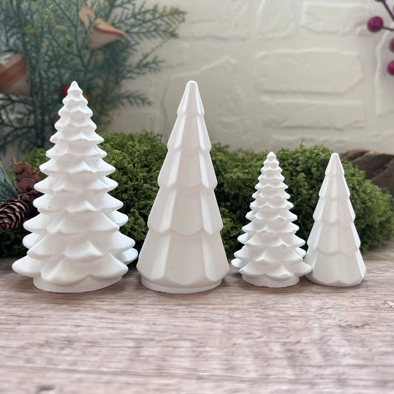 Silikonformen Weihnachtsbaum 3er Set - Gießformen Für Gips, Harz & Kerzen 10,4x11,1cm