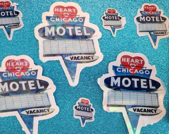 Heart O' Chicago Motel Neon Sign Stickers (Set of 9) Famous Motel