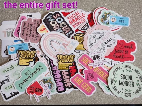Social Worker Gift, Social Work Gift, Social Services Gift, MSW, Work Gift Set, Social Worker Magnet, Social Work Sticker Set, Helping