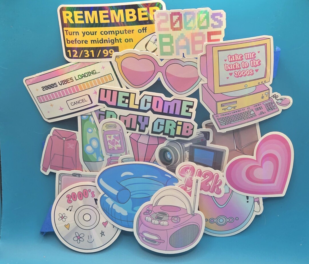 Y2K Sticker Pack | Retro 2000s Nostalgia Decals | Waterproof Vinyl ...