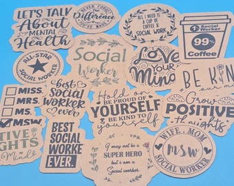 Social Worker Stickers | Mental Health, MSW, LCSW Gift (Kraft Paper)