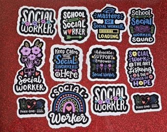 Schulsozialarbeiter Aufkleber, Aufkleber für psychiatrische Gesundheit Fürsprecher, Peace Love Sozialarbeit Laptop Vinyl