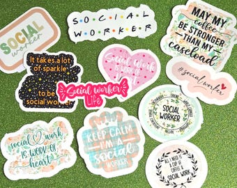 Social Worker Sticker Set, Therapist Counselor Decals, Mental Health Pack