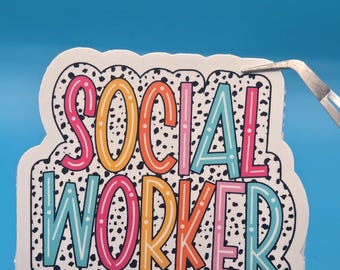 Social Worker Sticker – Retro Lettering, Mental Health Decal