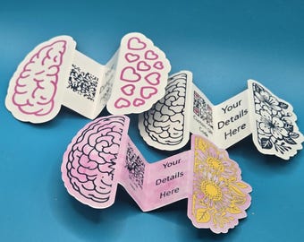 Custom 3D Foldable Business Cards | QR Code Mental Health Branding (Therapist, Social Worker)