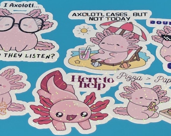 Axolotl Stickers | Social Worker, Therapist Mental Health Humor Set