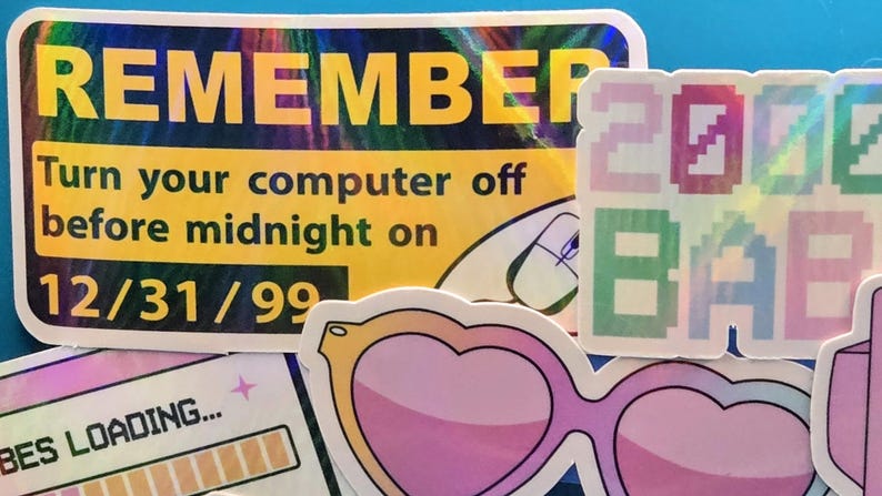 Y2K Sticker Pack | Retro 2000s Nostalgia Decals | Waterproof Vinyl ...