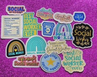 Social Worker Stickers | Mental Health Humor, Vinyl Decals (Set)