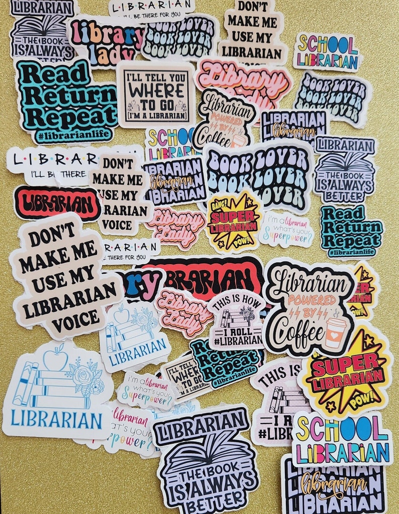 Library Sticker Design Librarian Stickers, Librarian Sticker Set, Bookworm Gifts, Book Lover ...