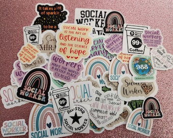 Social Worker Sticker Set | MSW LCSW BSW Gift |Social Work Appreciation | Therapist Stickers | Helping Profession Gift | School Social Work
