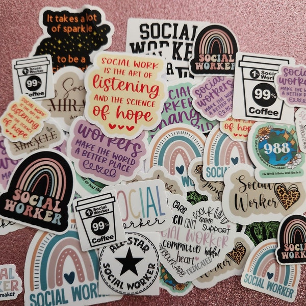 Social Worker Sticker Set, Helping Profession, Therapist, gifts for her, Social Work, Therapist gift, Stickers, Social Workers gift, Therapy