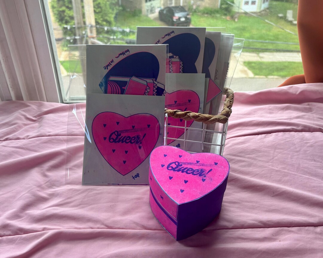 DIY 3D Heart Shaped Gift Box, Queer, Risograph Printed, Make-your-own ...