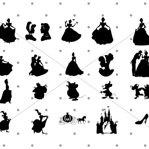 Cinderella Clipart, Cinderella Silhouette SVG, Prinzessin SVG, Prinzessin Cliparts Dateien für Cricut Silhouette, Becher svg, Instant Download