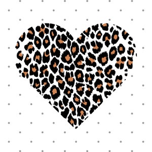 Leopard Heart Svg, Leopard Hand Drawn Heart Svg, Cheetah Spots Svg. Cut  File Cricut, Silhouette, Png Pdf Eps, Vector, Vinyl, Sticker, Decal 