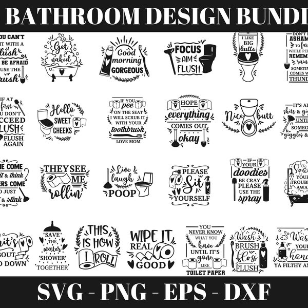 Bathroom SVG, Bathroom SVG Bundle,  Funny Bathroom Signs Svg, Washroom Svg, Bathroom Quote, Restroom Svg, Cut File For Cricut